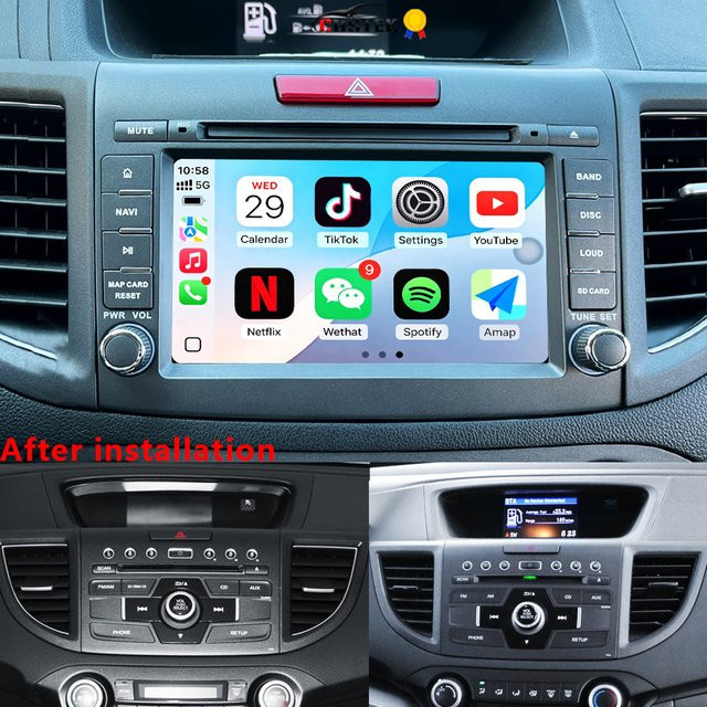 CHSTEK Autoradio für Honda CR-V CRV 4 RM RE 2011-2018 mit Android 13, kabellosem CarPlay, Navigation, WIFI und 4G in Schwarz - Bild 1