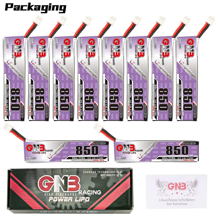 Gaoneng GNB 1S 850mAh 3,8V 60C HV Lipo Batterie mit PH2.0 Anschluss für Beta75X, 75mm FPV Drone, EZ Pilot Pro und Emax Tinyhawk S Mini Micro Whoops - Bild 3