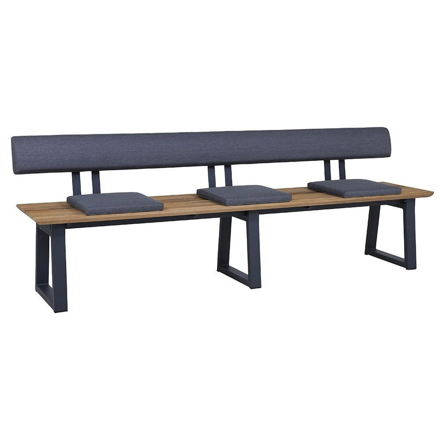 Zebra PHÖNIX Gartenbank aus Aluminium und Teakholz in Braun, Breite: 220 cm, Tiefe: 46 cm - Bild 3