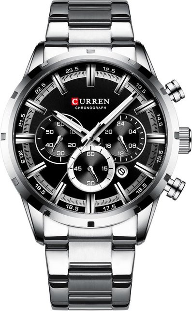 CURREN Armbanduhr, Quarz, Edelstahl, Schwarz, Herren, 3 ATM - Bild 1