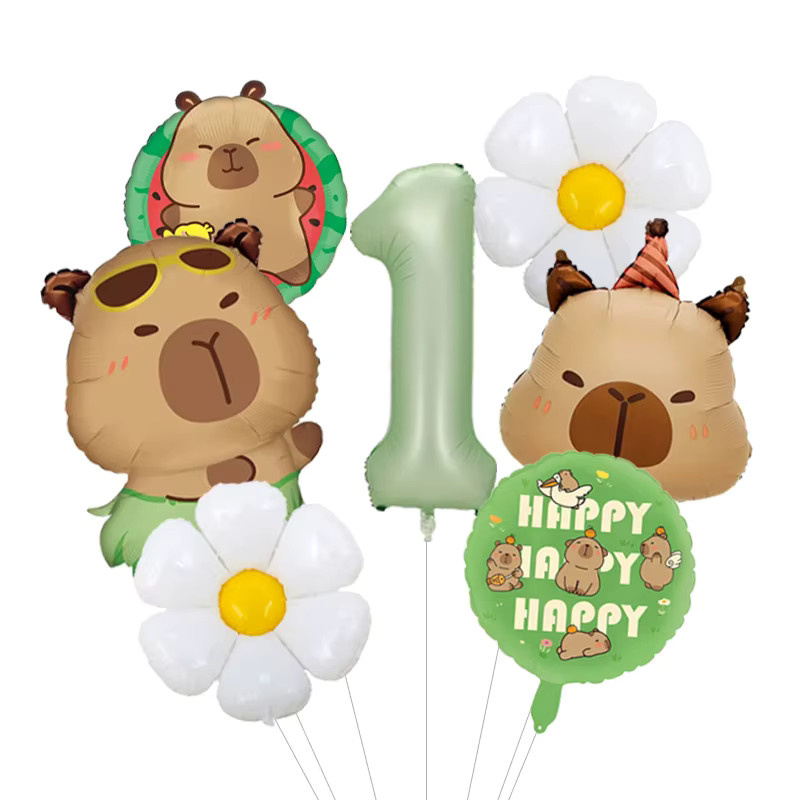 Potdemiel Ballon-Komplettset mit handgezeichnetem Capybara-Linienkunst-Muster in Mehrfarbig für deine Geburtstagsparty - Bild 2