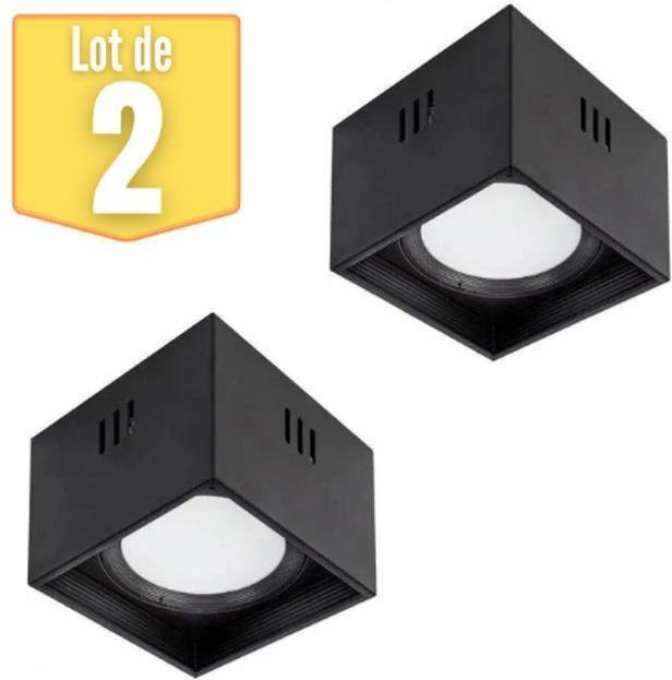 Set mit 2 quadratischen LED-Deckenleuchten in Schwarz und Weiß, 10W, 700lm, 4200K Neutralweiß - Bild 1