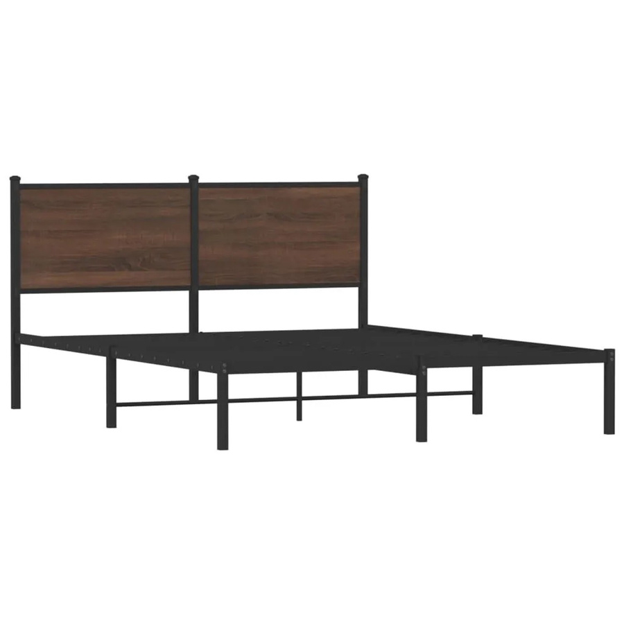 vidaXL Metallbett in Eiche Braun ohne Matratze B/T/H: 150 x 200 cm - Bild 2