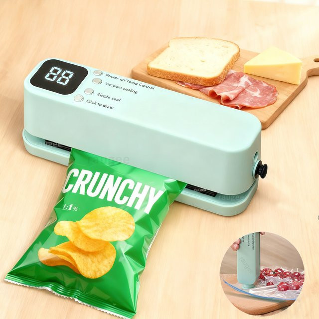 Drahtloser Handheld-Vakuumierer von raugee zur Lebensmittelverpackung inklusive wiederverwendbaren Reißverschluss-Vakuumbeuteln - Bild 1