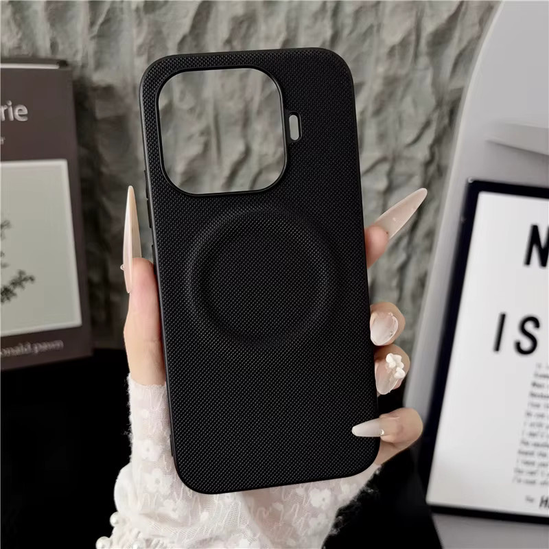 Xiaomi Handyhülle aus Leder mit Diamantstruktur und Magnetverschluss für Xiaomi 17T Pro, 17, 15, 14 Ultra und 17 Pro Max in Grau mit MagSafe Unterstützung - Bild 2