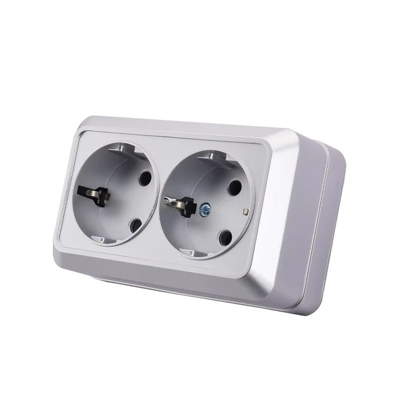 WESA Außensteckdose mit 2 Steckdosen und Erdung in Silber, B/H/T: 10,4 x 10,4 x 4,3 cm - Bild 5
