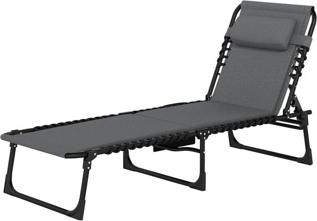 Outsunny Sonnenliege aus Textilene und pulverbeschichtetem Stahl in Dunkelgrau, B/H/L: 68 x 36 x 189 cm - Bild 1