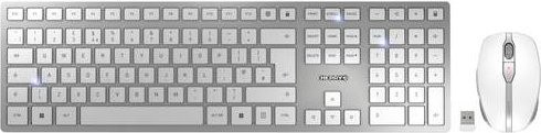 CHERRY DW 9100 SLIM Kabelloses Tastatur- und Maus-Set mit Bluetooth und USB, QWERTY UK, Weiß/Silber - Bild 1