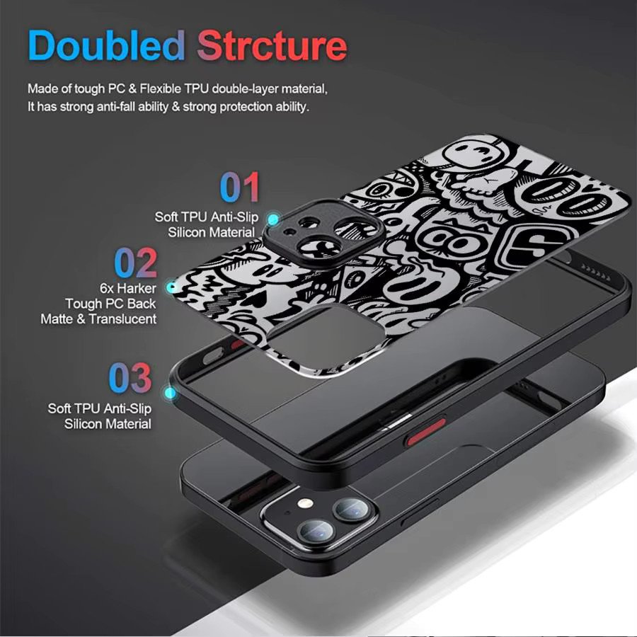Funda Rückseitige Handyhülle Graffiti Schwarz für iPhone Modelle - Bild 3