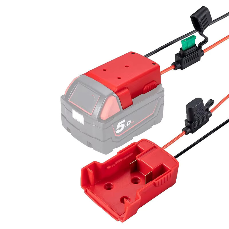 2er-Set Milwaukee M18 Power Rad Adapter für Lithium-Akku 18V Li-Ion mit 12 AWG Draht in Rot - Bild 4