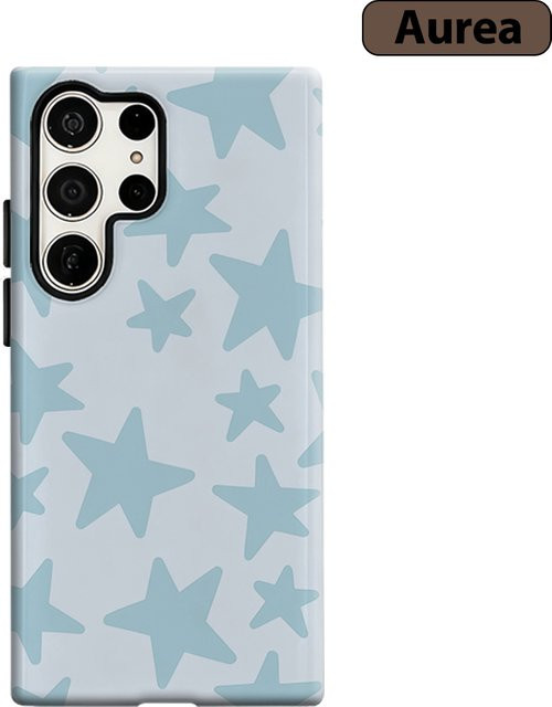 Stoßfeste Doppelschicht Sternen-Handyhülle für Samsung Galaxy S25 Ultra und S24 Ultra Plus in Hellblau - Bild 1