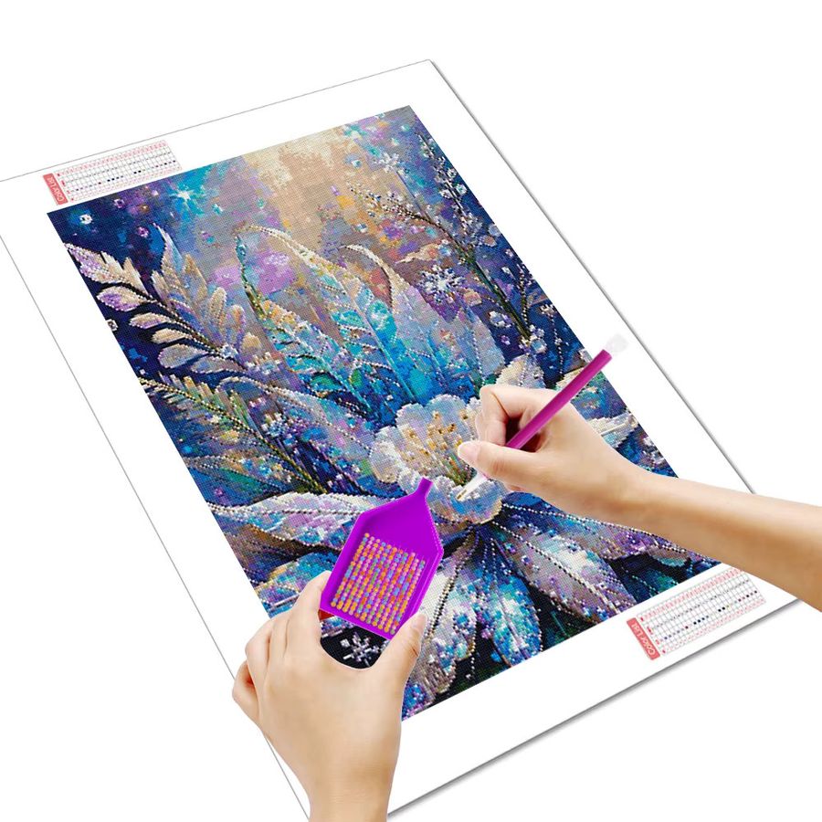 Potdemiel Diamant-Stickerei Set mit floralem Fantasy-Blumenbild und runden Bohrern zur Selbstgestaltung - Bild 2