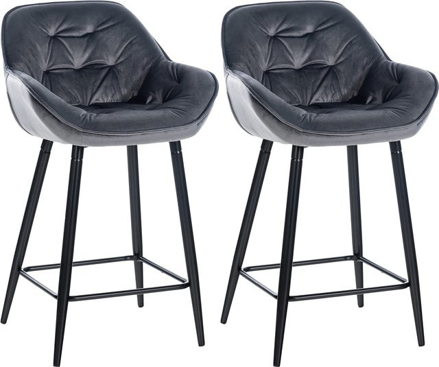 CLP 2er Set Barhocker Gibson aus Samt in Grau mit Sitzhöhe 76 cm - Bild 1