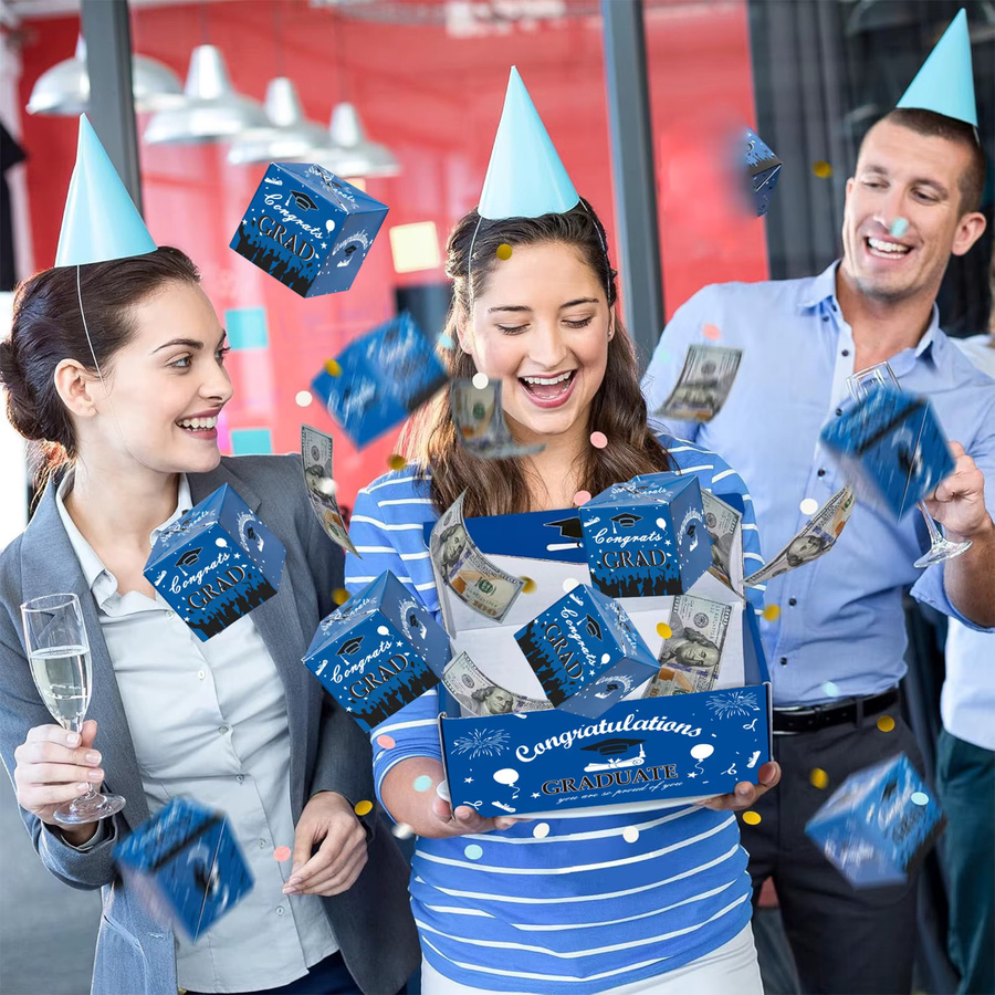 Shunmaii DIY Explosionsgeschenkbox zum Basteln, Faltbare Pop-Out-Bounce-Geschenkbox aus Papier für besondere Anlässe, erhältlich in Rot und Blau - Bild 2