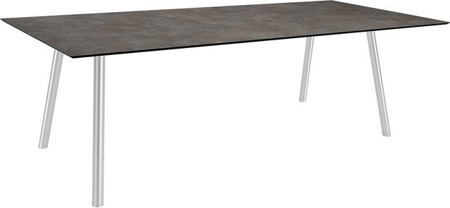 Stern Tisch Interno Rundrohr mit Silverstar 2.0 Stone Tischplatte in Edelstahl und Grau, B/T: 220 x 100 cm - Bild 1