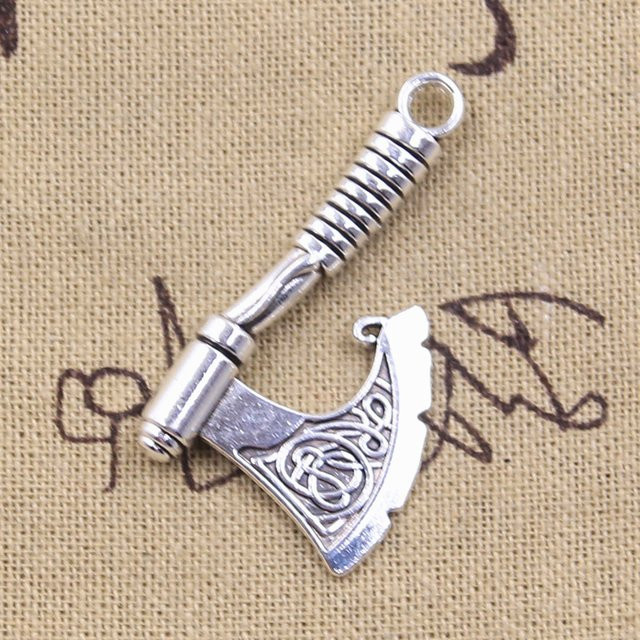 eunwol Charms Wikinger Axt, Antik Bronze, Silber Farbe, Unisex, 43x24mm - Bild 1