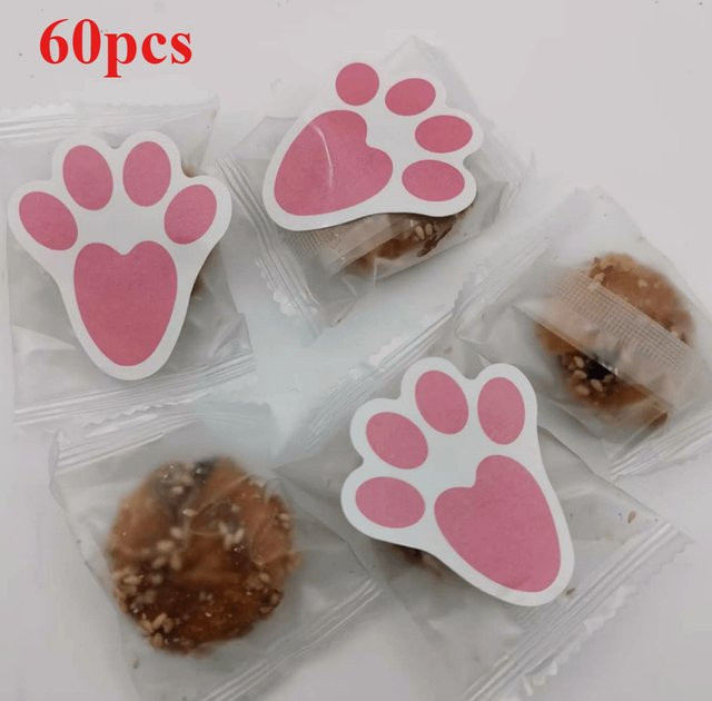 60 Stück Osterhasen-Fußabdruck-Aufkleber in Pink, Durchmesser: 5,1 cm, niedliche Kaninchen-Siegelaufkleber für Geschenkverpackungen und Umschläge - Bild 1