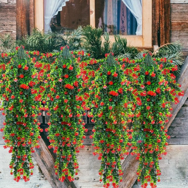 Künstliche Eukalyptus-Kamelie-Pflanze in Grün aus Kunststoff zum Aufhängen für Dekorationen im Haus oder Garten - Bild 1