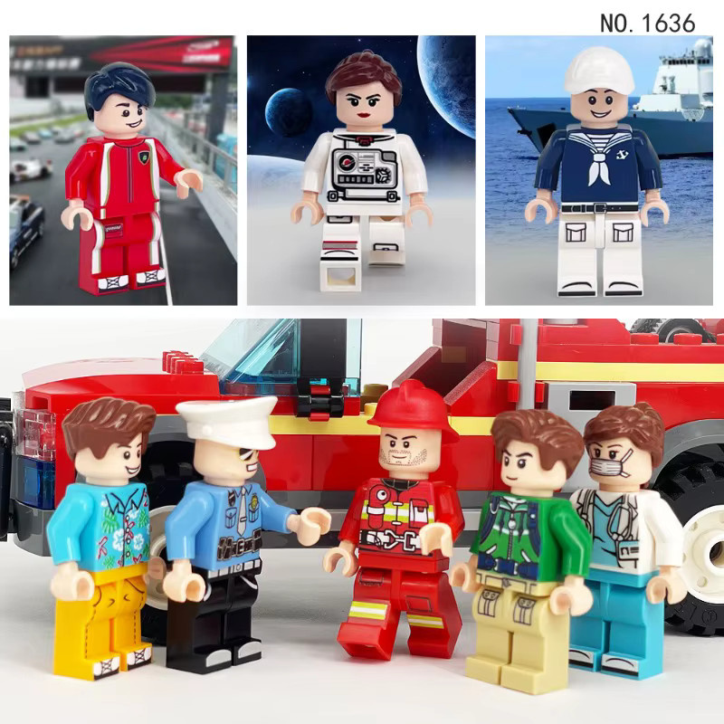 MegaO Feuerwehrmann, Polizei, Rennfahrer, Astronaut, Baustein-Spielzeug, Einzelfigur - Bild 5