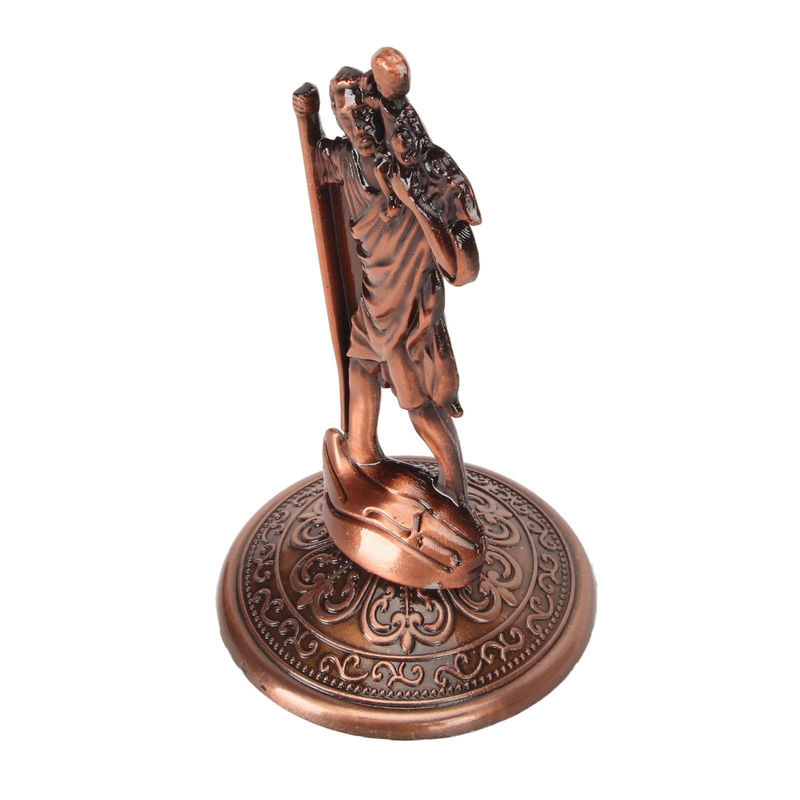 Tooarts Jesus Christus Statue aus Metall in Gold und Braun als christliches Ornament für Zuhause, Büro oder Auto - Bild 3