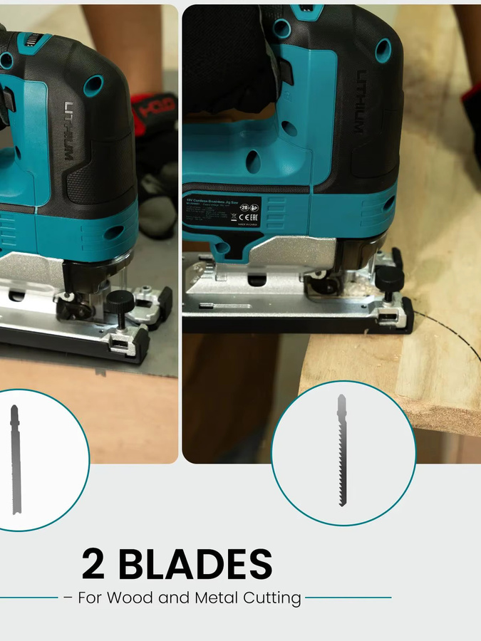 Mellif Bürstenlose Akku-Stichsäge für Makita 18V LXT Akkus, Elektrisches Holzbearbeitungs-Schneidwerkzeug (nur Werkzeug) - Bild 7