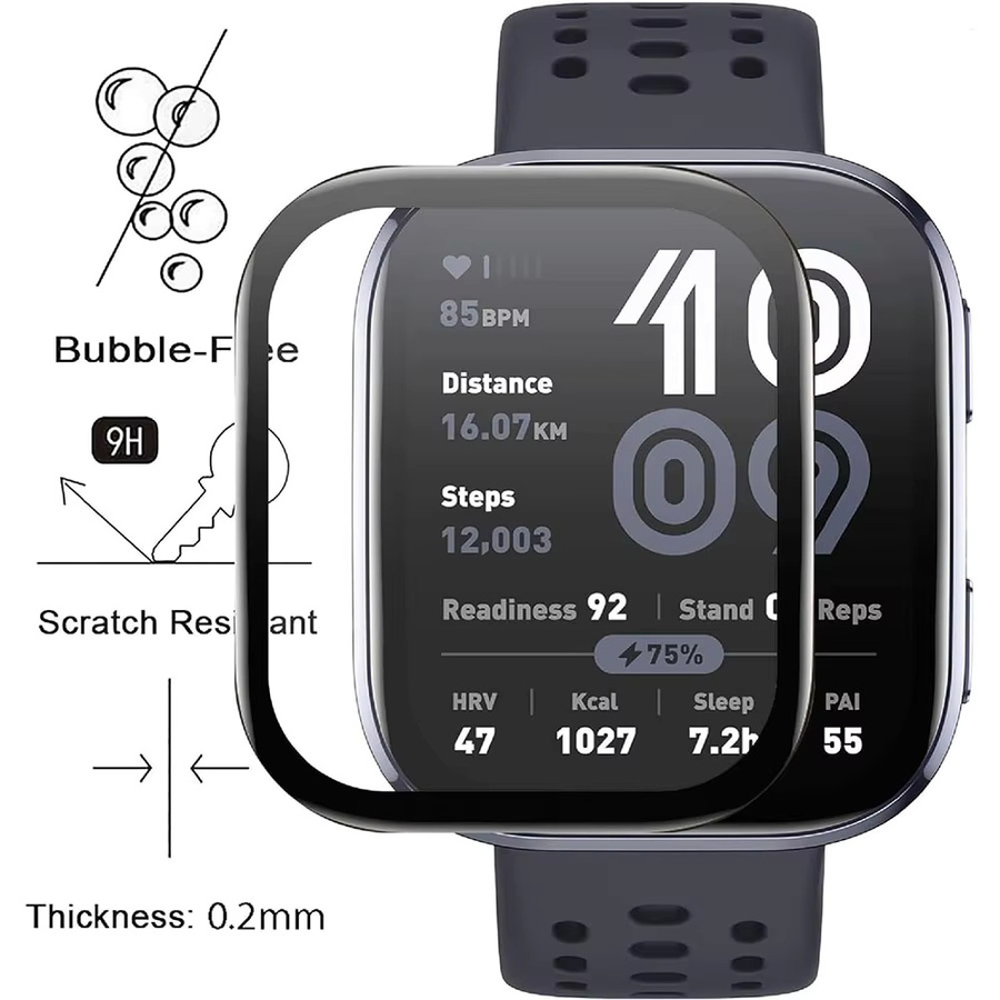 Huami Amazfit Bip 6 Displayschutzfolie aus transparentem TPU mit 3D gebogener Abdeckung - Bild 3