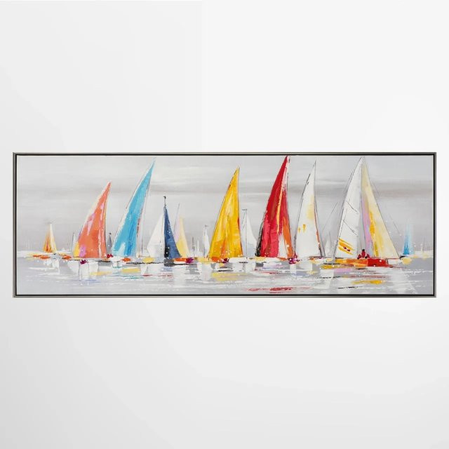 Art Universe Leinwandbild Bunte Segelboote Modern Motiv Sommer B/H: 152 x 52 cm - Bild 1