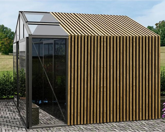 Bloomcabin Gewächshaus Klassik mit integriertem Stauraum und Sicherheitsglas in Schwarz - Bild 1