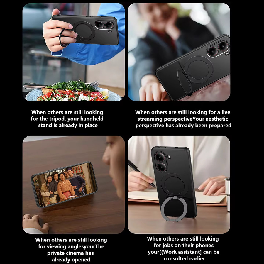 Magnetische MagSafe Schutzhülle für Xiaomi POCO X7 Pro und POCO F7 mit Ringständer in Schwarz - Bild 4