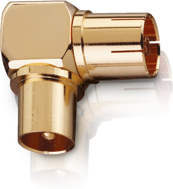 Oehlbach Winkeladapter für Antennenstecker männlich/weiblich in Gold, 2 Stück - Bild 1