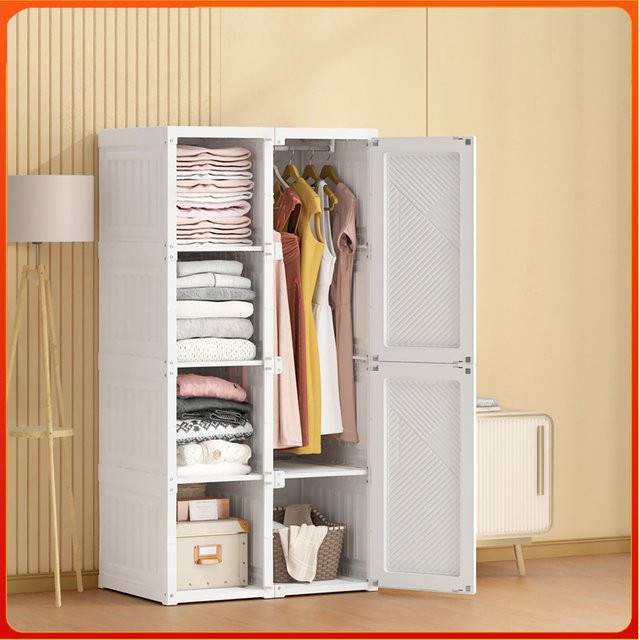 Anajqaqia Kleiderschrank in Weiß mit 6 Türen, 5 Fächern und Kleiderbügelstange - Bild 1