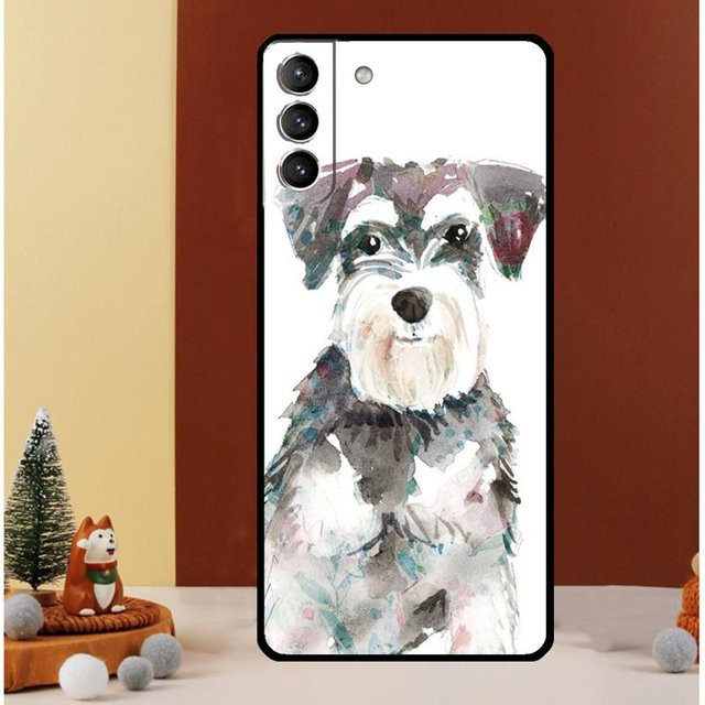 Samsung Galaxy Schutzhülle mit Schnauzer Hund Motiv in Weiß für verschiedene Galaxy Modelle - Bild 1