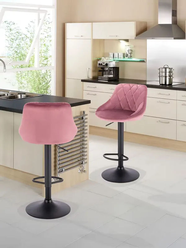 WOLTU Barstuhl höhenverstellbar und drehbar in Beige mit Samt oder Kunstleder und Fußstütze - Bild 3
