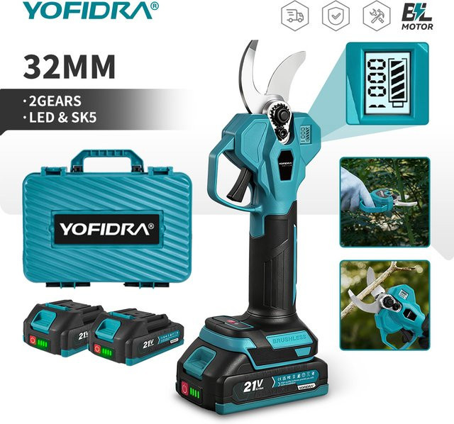 Yofidra Bürstenlose elektrische Gartenschere Cordless für Obst und Bäume mit 32mm Schnittkapazität kompatibel mit Makita LXT Akku - Bild 1