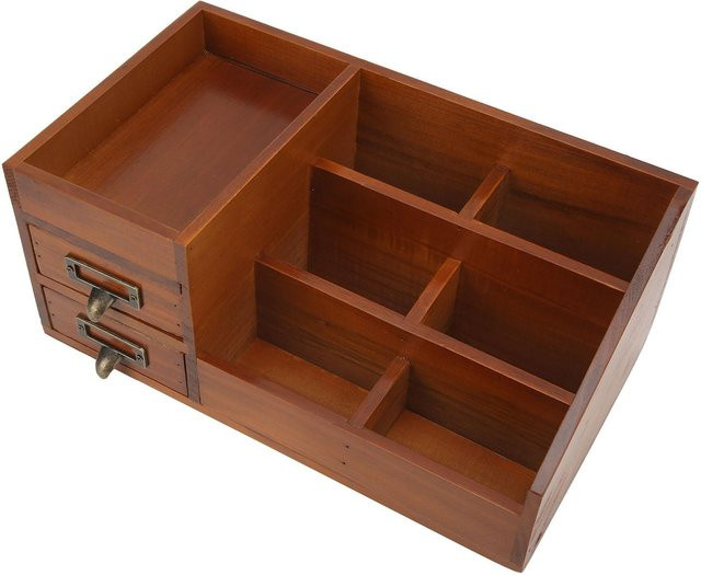 Nensit Make-up-Organizer aus Holz im Antik-Retro-Stil mit Schubladen in Braun - Bild 1