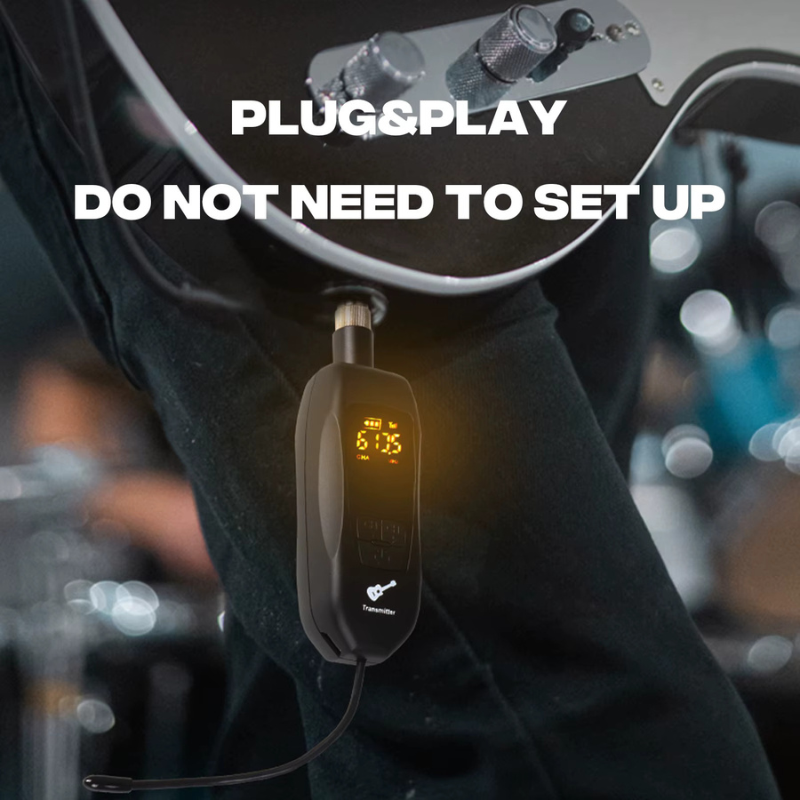 G-MARK GD10 Drahtloses Gitarren Übertragungssystem mit Bluetooth Sender und Empfänger für E-Bass in Schwarz - Bild 2
