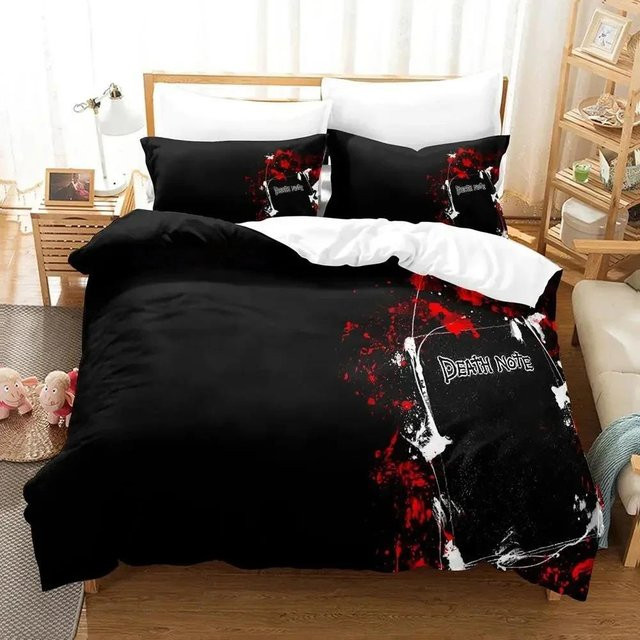 Death Note Anime Bettwäsche Set von Lodestar in Schwarz mit Bettbezug und Kissenbezug, B/H: 172 x 218 cm - Bild 1