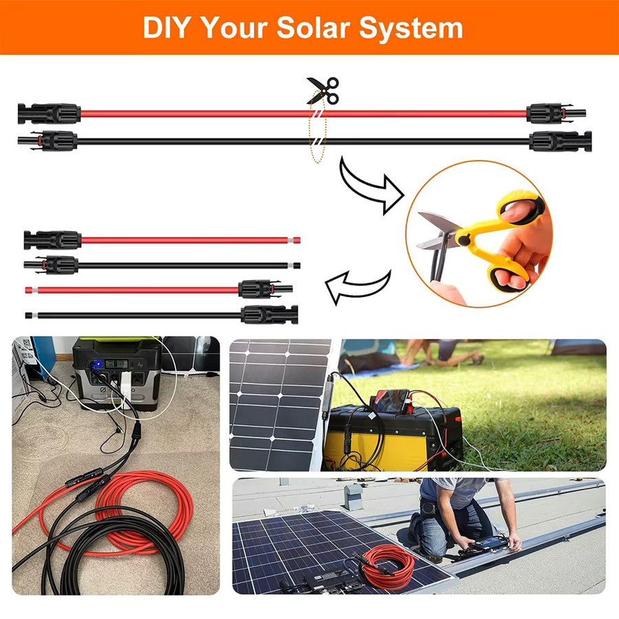 PowMr Solarkabel PV-Photovoltaik-Kabel 10AWG 6mm² TÜV-zertifiziert in Rot und Schwarz - Bild 3