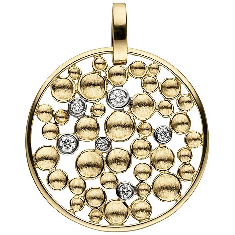 Colfem Anhänger rund, 585 Gelbgold, 6 Diamanten, Brillanten, Unisex - Bild 1
