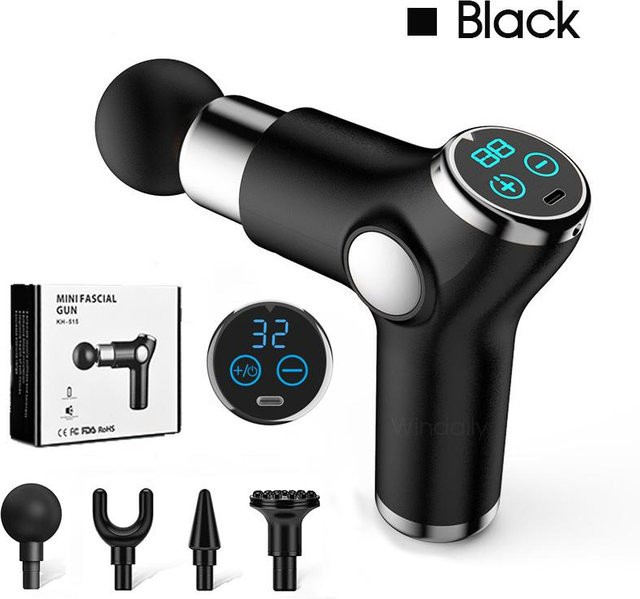 PRISMA Mini Massagepistole mit LCD-Touchscreen in Schwarz, 32 Geschwindigkeiten für Tiefengewebe und Faszienmassage - Bild 1