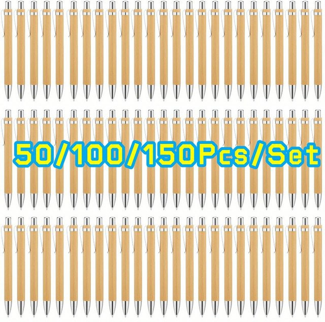 TWBEB Bambus-Kugelschreiber mit Stylus-Kontaktstift in Beige, 50 Stück - Bild 1
