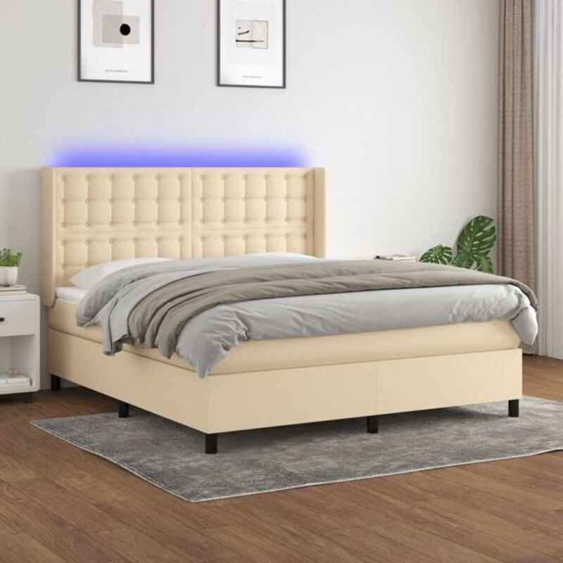 Vidaxl Boxspringbett mit Matratze in Beige aus Stoff und Holzwerkstoff B/T/H: 180 x 200 x 118 cm - Bild 1