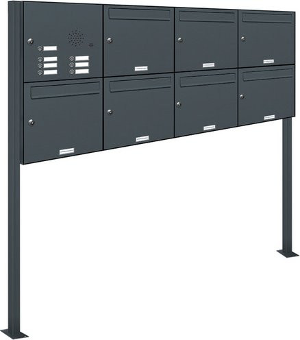 AL Briefkasten-System für 7 Parteien, freistehend, grau, B/H/T: 161,2 x 150 x 11,6 cm - Bild 1