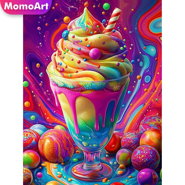 Momoart Diamantmalerei Eiscreme-Landschaft DIY Mosaik Wandkunst in Mehrfarbig - Bild 1
