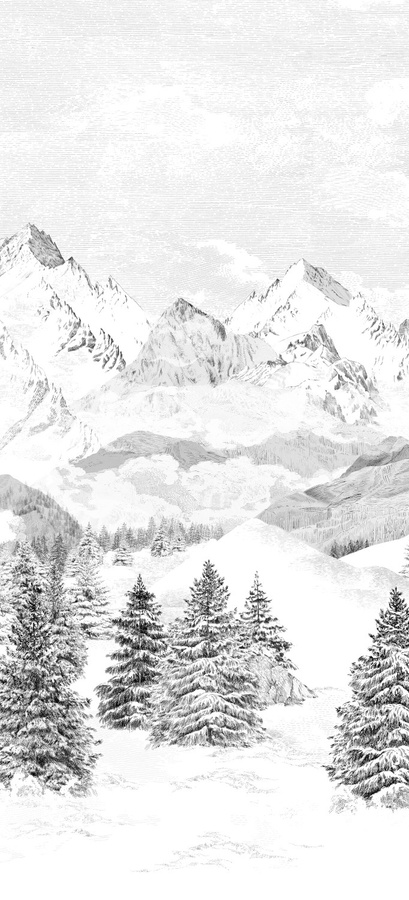 Isidore Leroy Mural Les Cimes Bahnen 1/2/3 Wandtapete in Grau - Bild 1