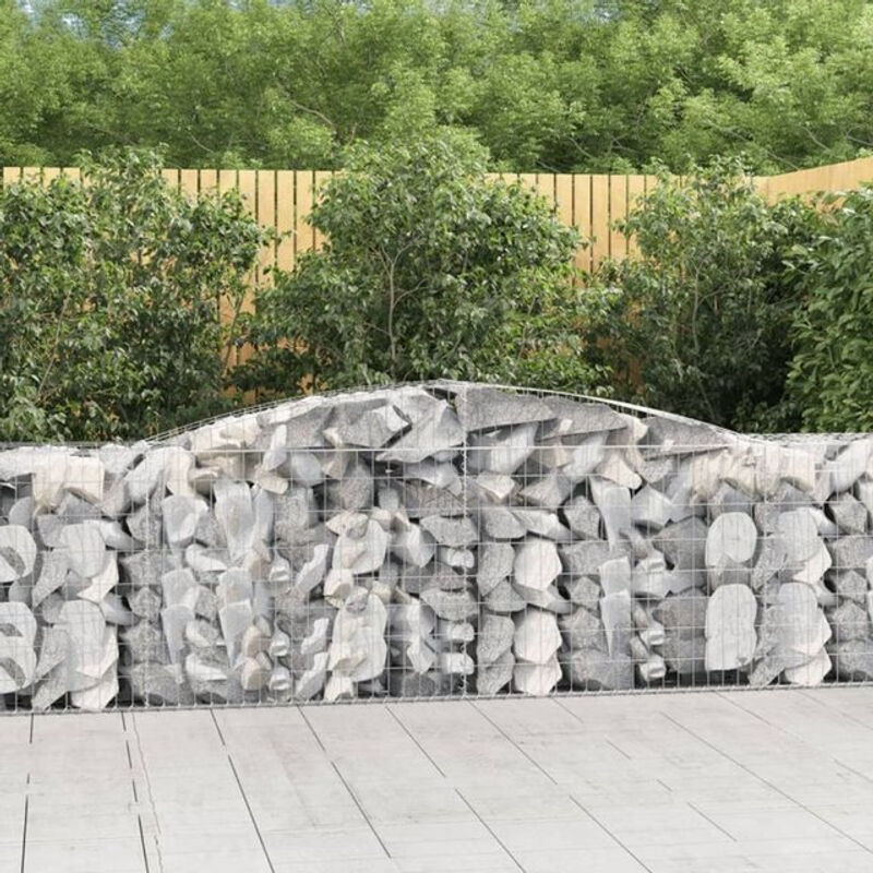 Vidaxl Gabionen mit Hochbogen aus verzinktem Eisen in Silber, 4 Stück, B/T/H: 400 x 50 x 80/100 cm - Bild 1