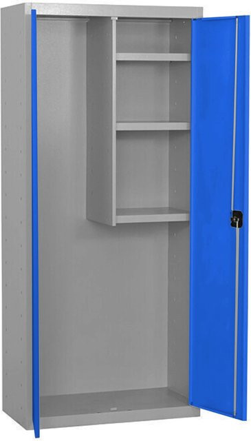 PROREGAL Putzmittelschrank AMEGO Metallschrank für den Haushalt in Blau-Grau mit 3 Fachböden und Schloss, H x B x T: 180 x 60 x 40 cm - Bild 1