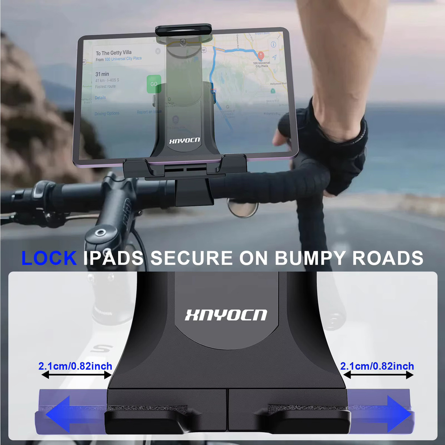 xnyocn Fahrrad-Tablet-Halterung in Schwarz für Lenker, Laufband und Indoor-Fitness, passend für Tablets und Handys von 4 bis 12 Zoll sowie iPad - Bild 5