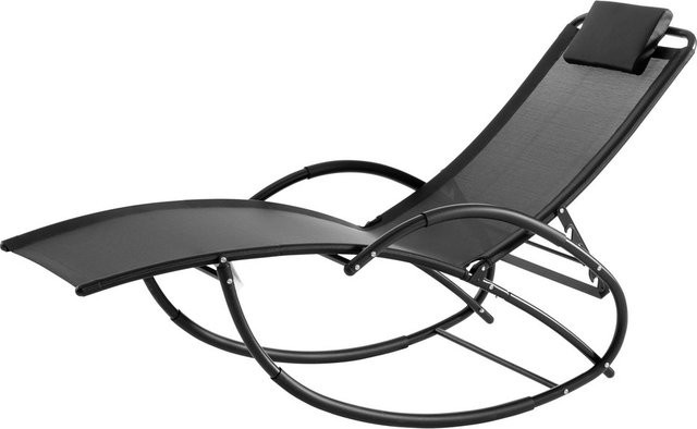 GreenYard Garten-Schwungliege aus Textilene und Stahl in Schwarz mit 4-fach verstellbarer Rückenlehne, B/T/H: 177 x 63 x 64-106 cm - Bild 1