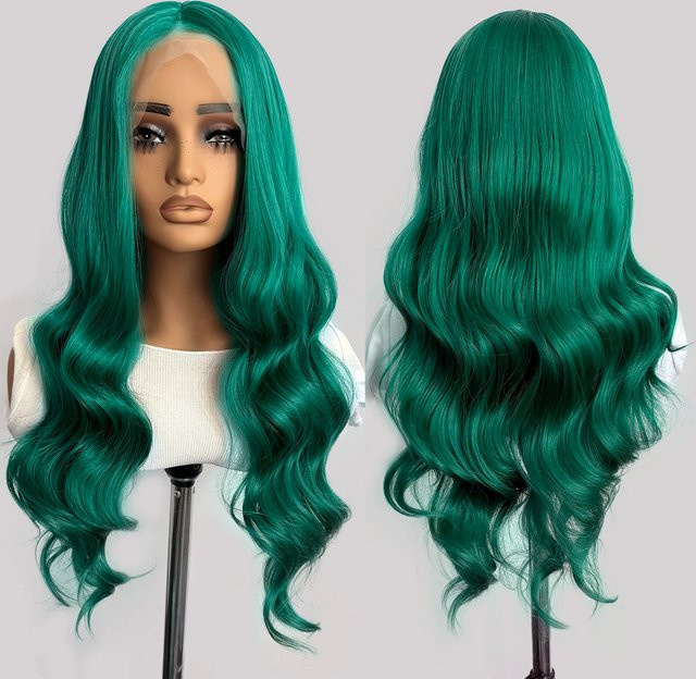 UStyleHair Lace-Front-Perücke, Türkisgrün, Synthetisch, Body Wave, Damen - Bild 1